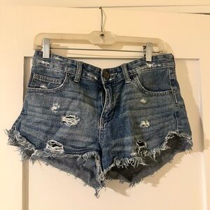 Distressed Blue Denim Shorts